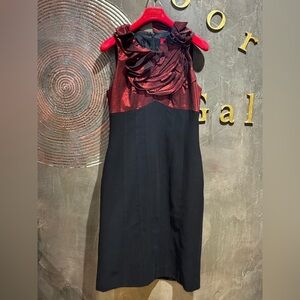 JS Collections Black and Red Midi pencil Dress size 4